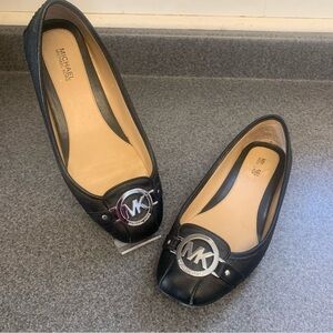 Michael Kors Black MK Logo Leather Ballet Flats
